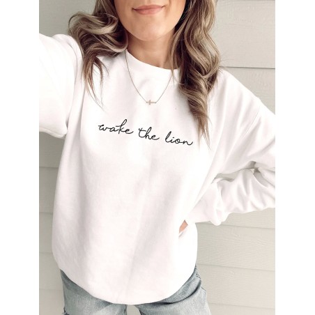 Wake the Lion Sweatshirt | Simple Cursive Font and Empowering Message
