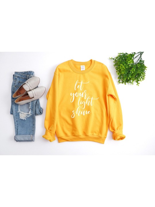 Let Your Light Shine T-Shirt | Cursive Front Chest Design and Empowering Message