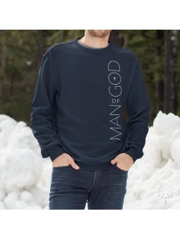Man of God Sweatshirt | Bold Vertical Design with Modern Chic Cross