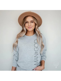 Man of God Sweatshirt | Bold Vertical Design with Modern Chic Cross