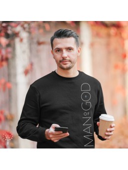 Man of God Sweatshirt | Bold Vertical Design with Modern Chic Cross