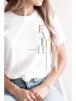 T-shirt La Foi Peut Déplacer des Montagnes | Casquettes Colorées et Message Inspirant